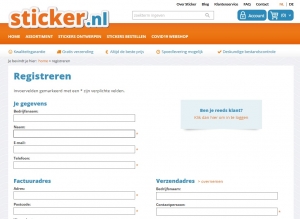 printscreen van registratieformulier