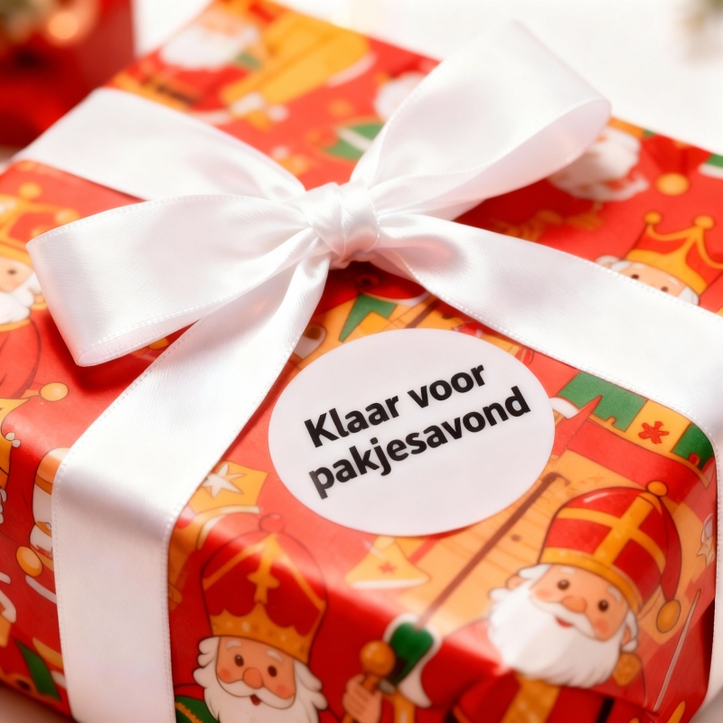 cadeau met Sinterklaassticker