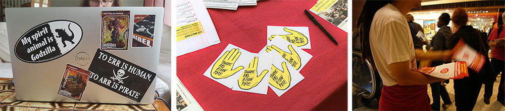 voorbeelden van stickers voor actvistische groepen