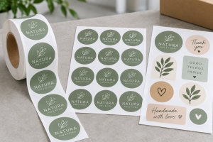 een rol en twee vellen met stickers