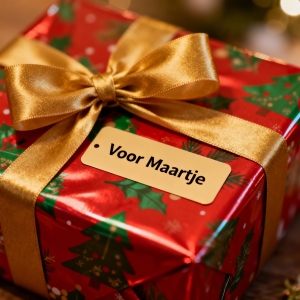kerstcadeau met naamsticker